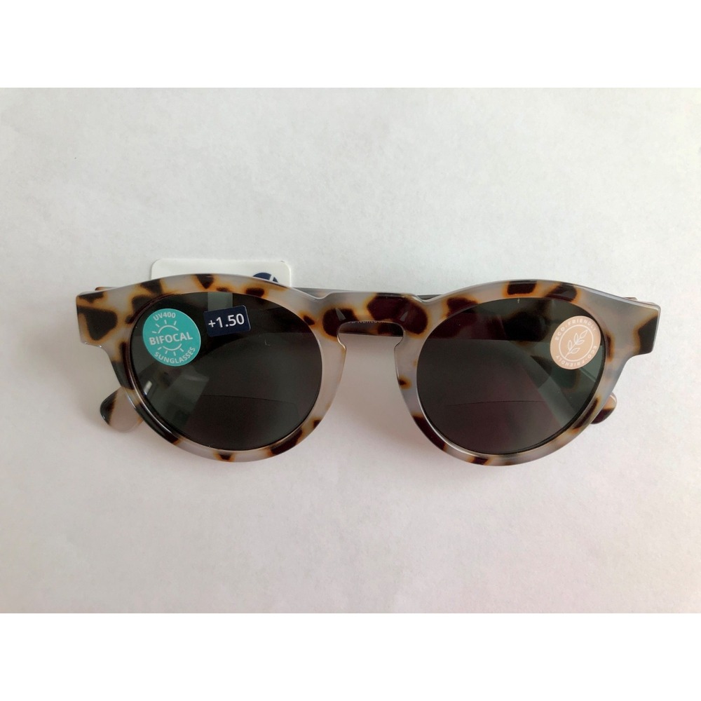 New Peepers Round Gray Tortoise Nantucket Bifocal Sunglass Readers +1.50